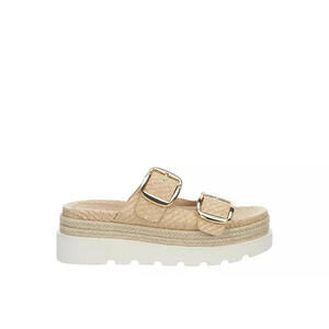 madden girl mythical natural raffia heel shoes, size 6 UK I 8 US